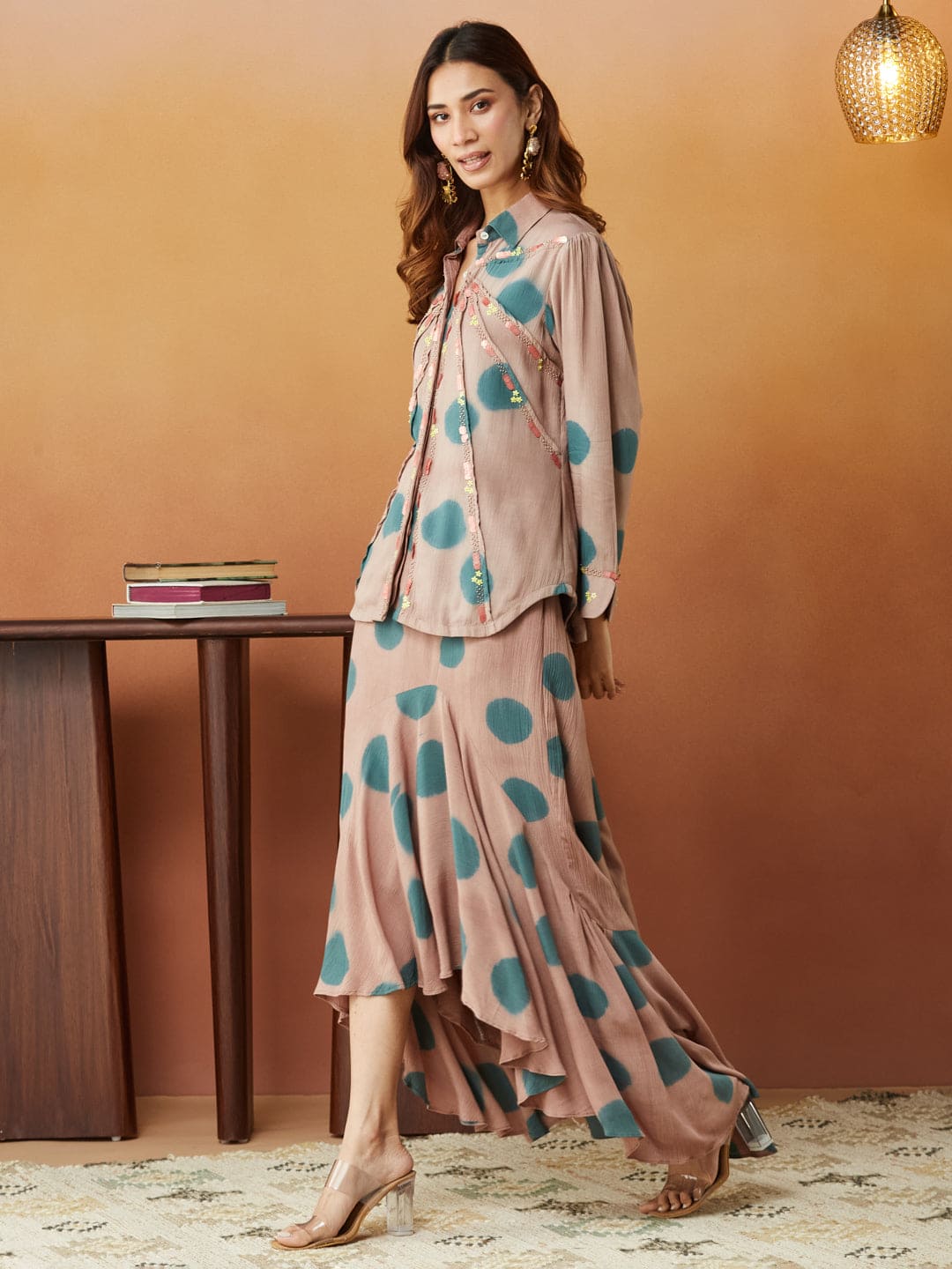 Clamp Dyed Top & Skirt - Chiku