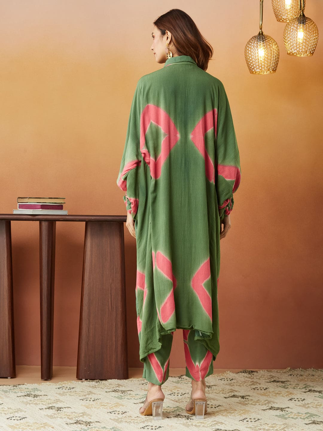 Clamp Dyed Kurta Set - Green