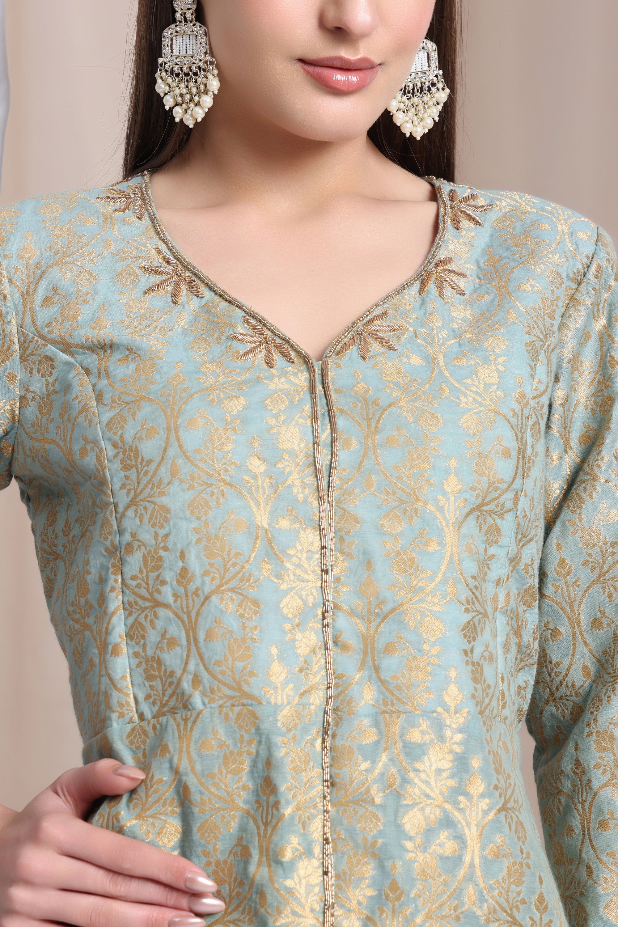 Women Skirt Top set - Aqua Blue Top & Black Skirt