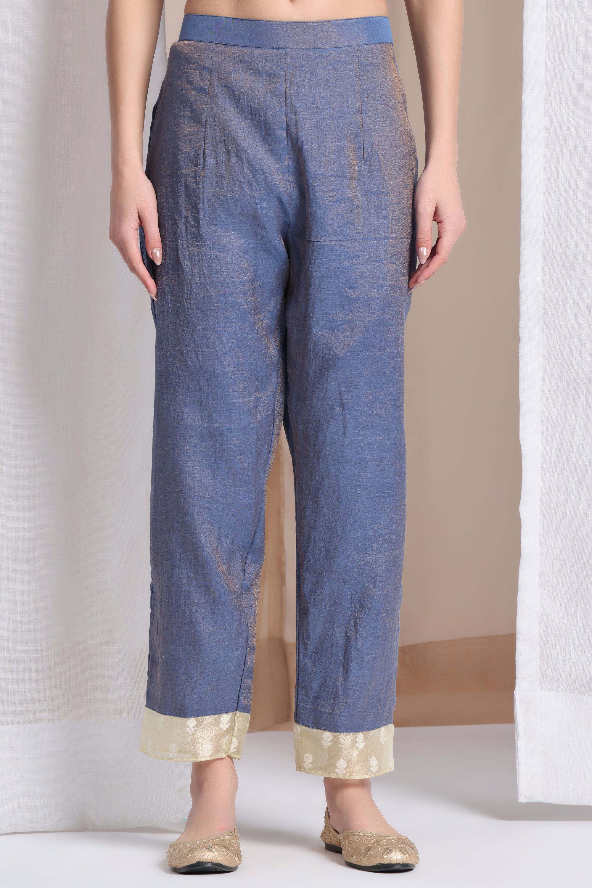 Women Zardozi Kurta Set of 3 - Blue