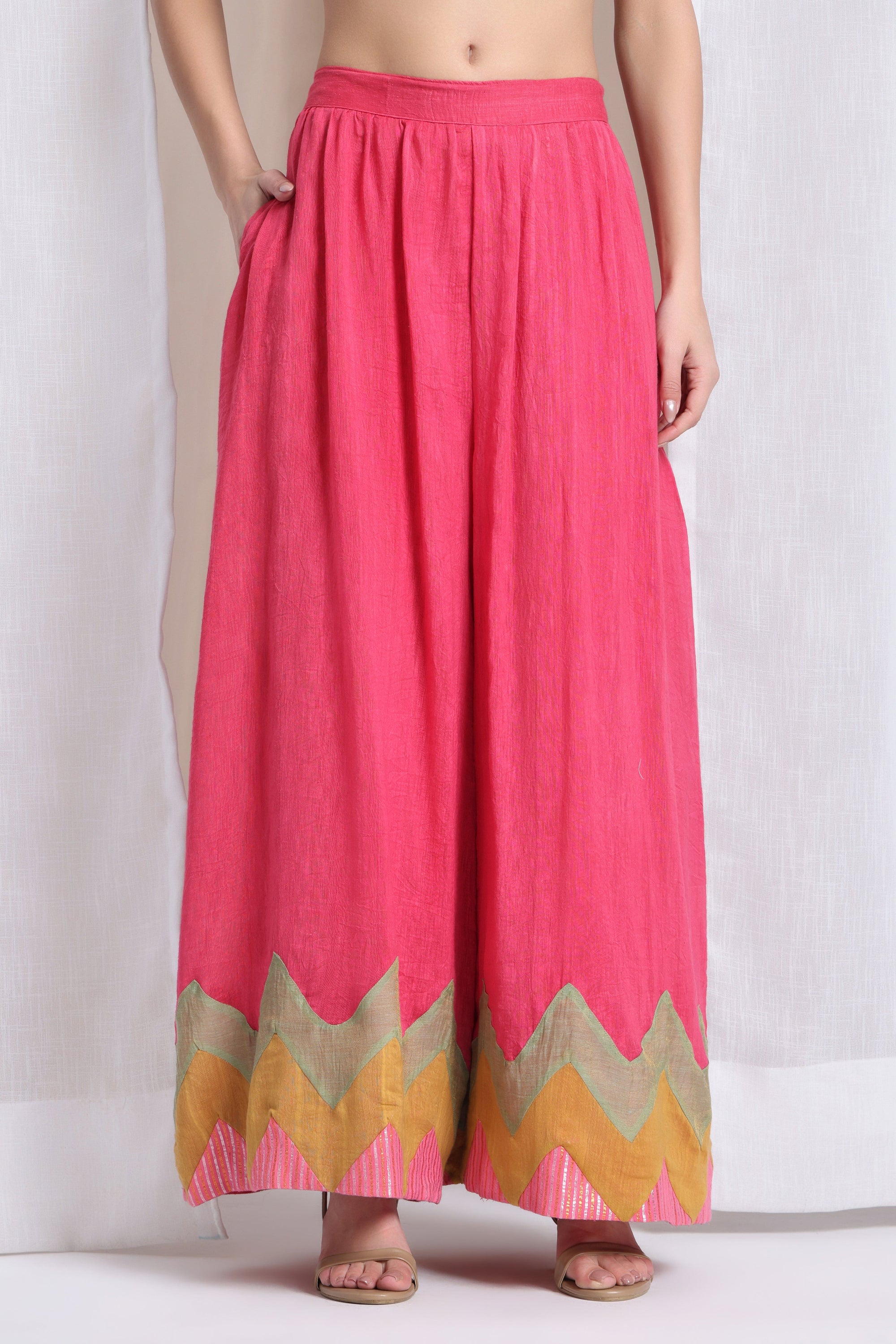 Women Zardozi Work sharara set of 3 - Blue
