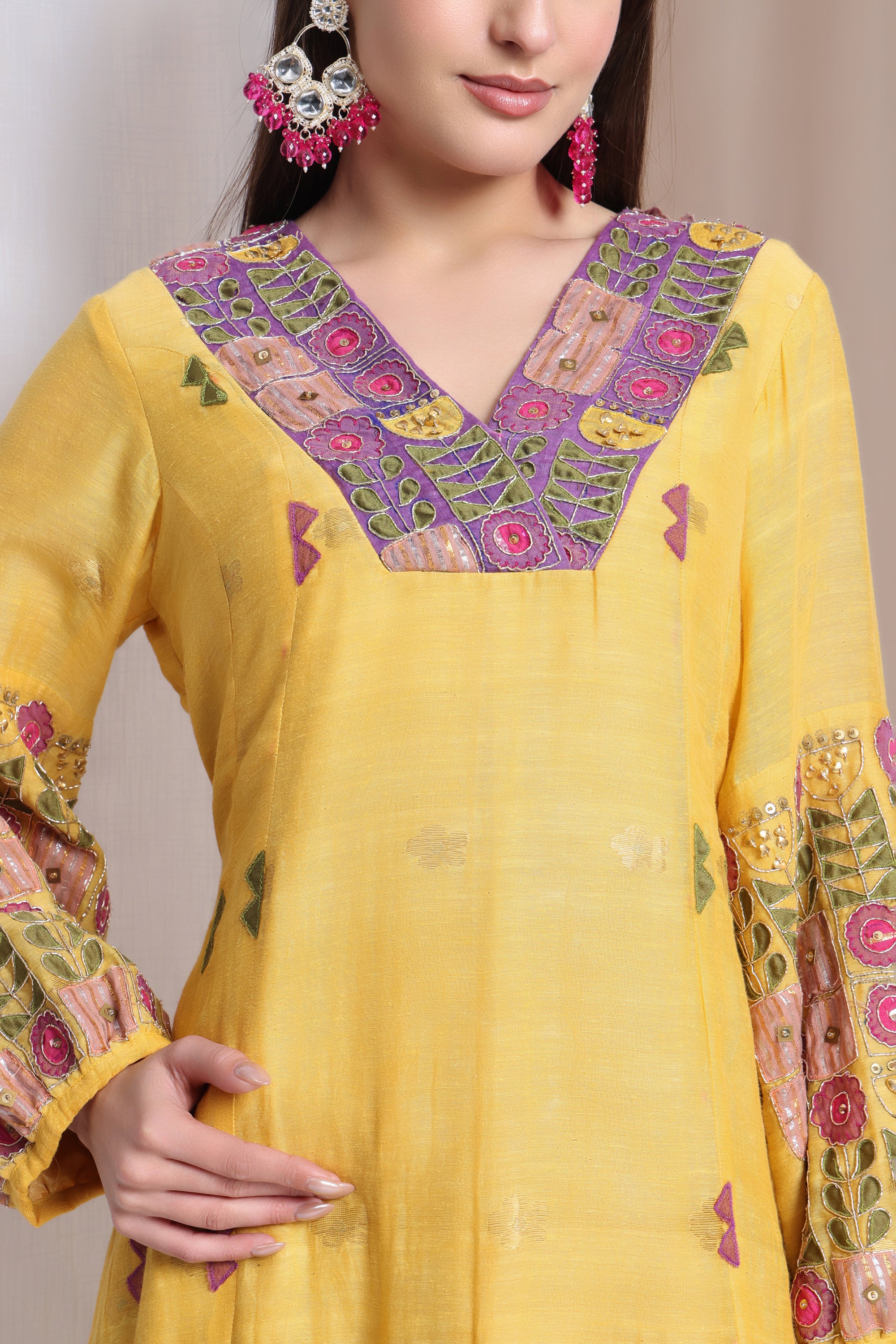 Women Zardozi Work Set of 3 - Yellow
