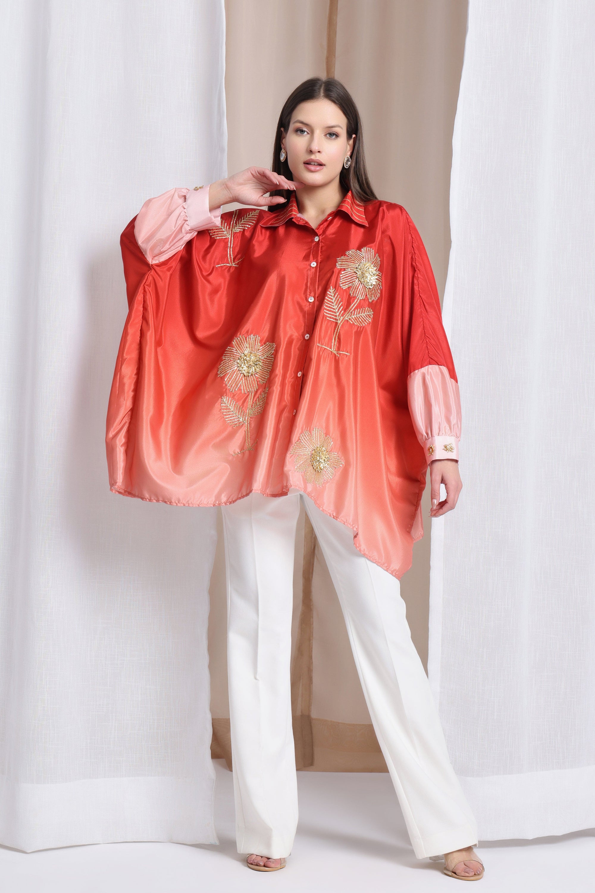 Gota Work Dual Shade Antifit Shirt - Rust Orange