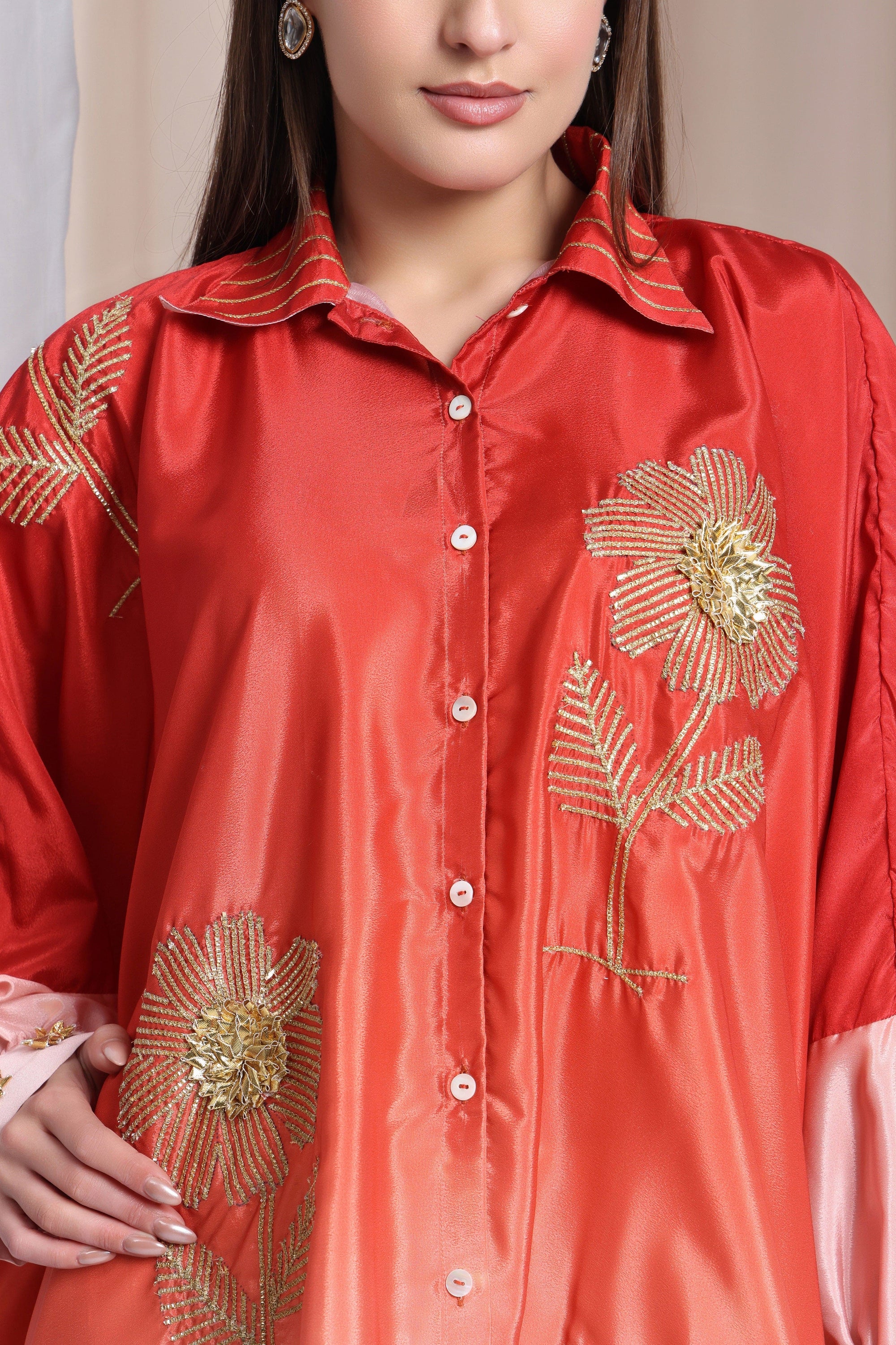 Gota Work Dual Shade Antifit Shirt - Rust Orange