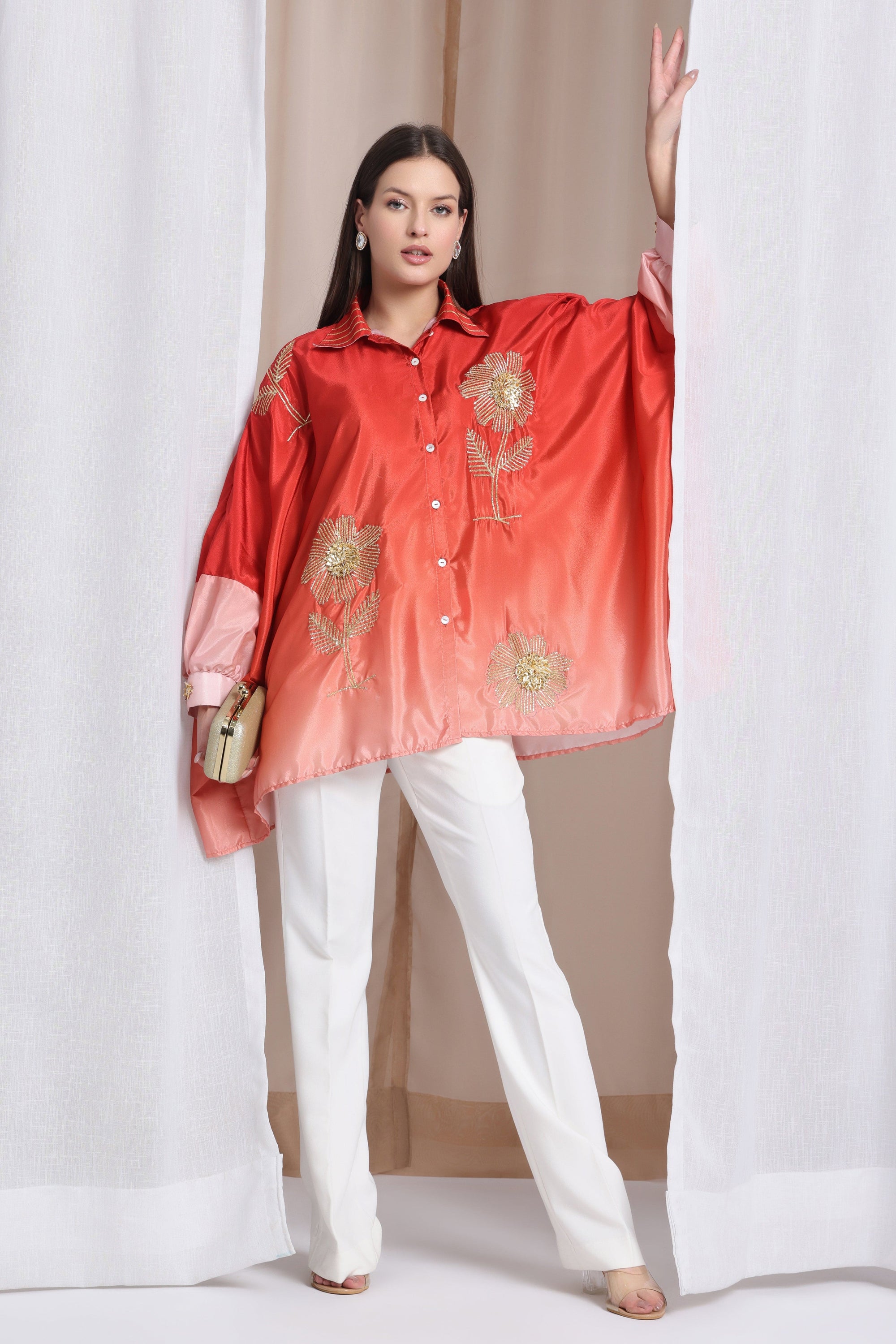 Gota Work Dual Shade Antifit Shirt - Rust Orange