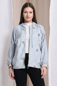 Women Muqaish Hoodie - Grey