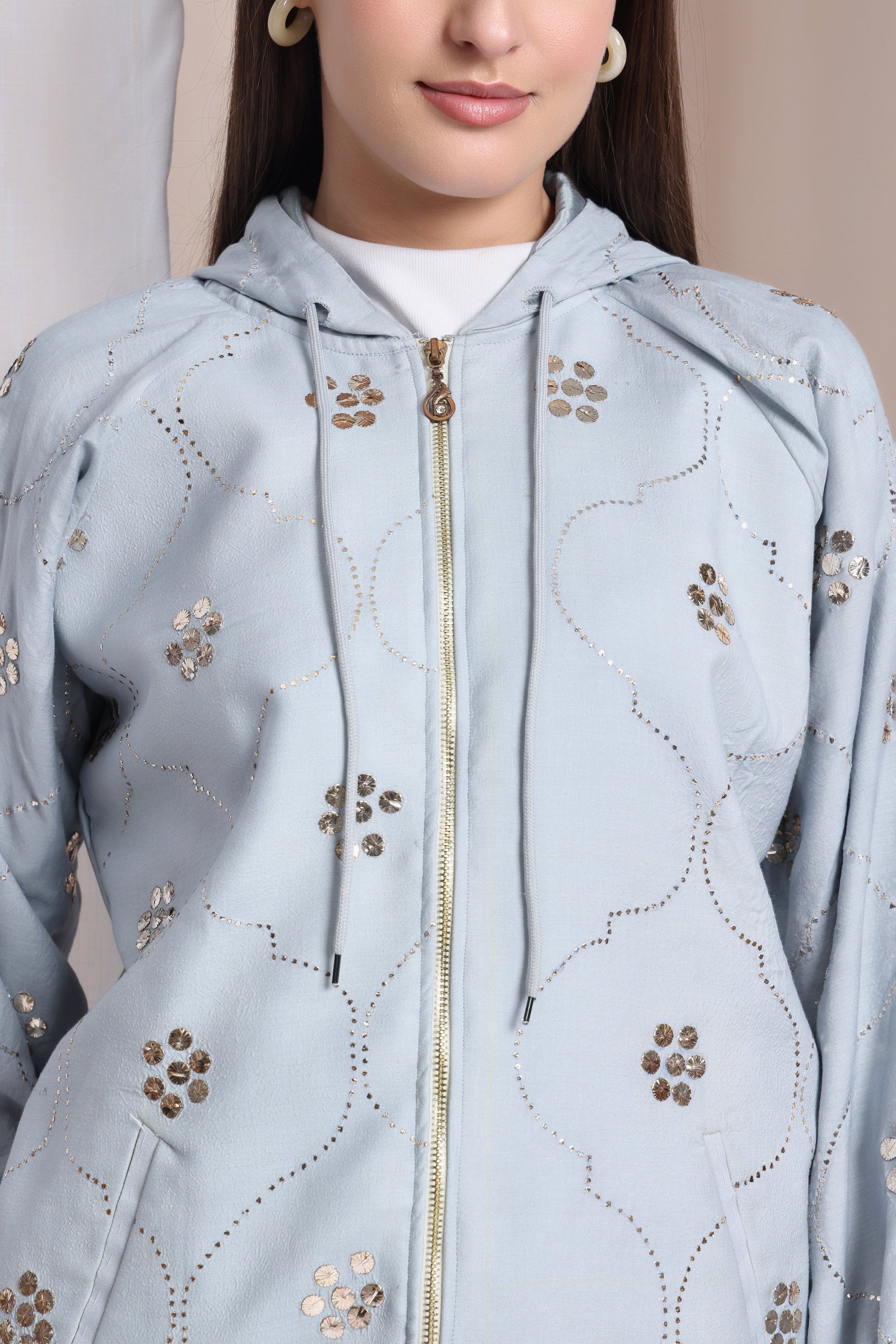 Women Muqaish Hoodie - Grey