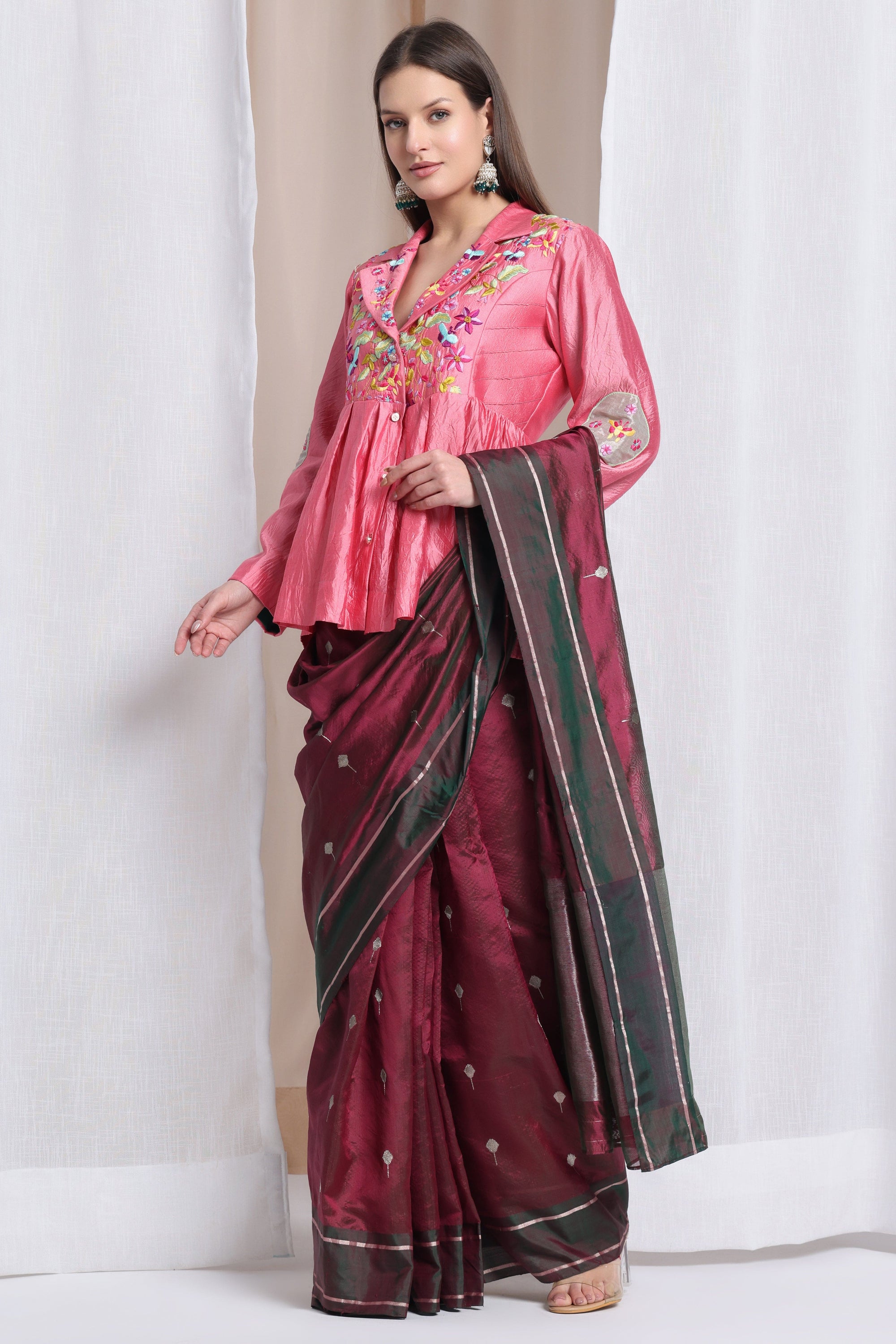 Women Parsi Top - Pink
