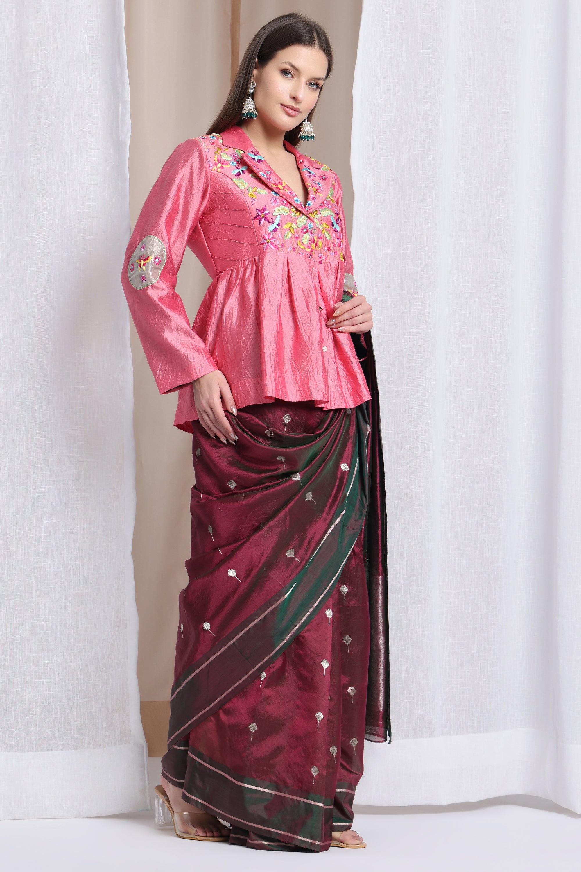 Women Parsi Top - Pink