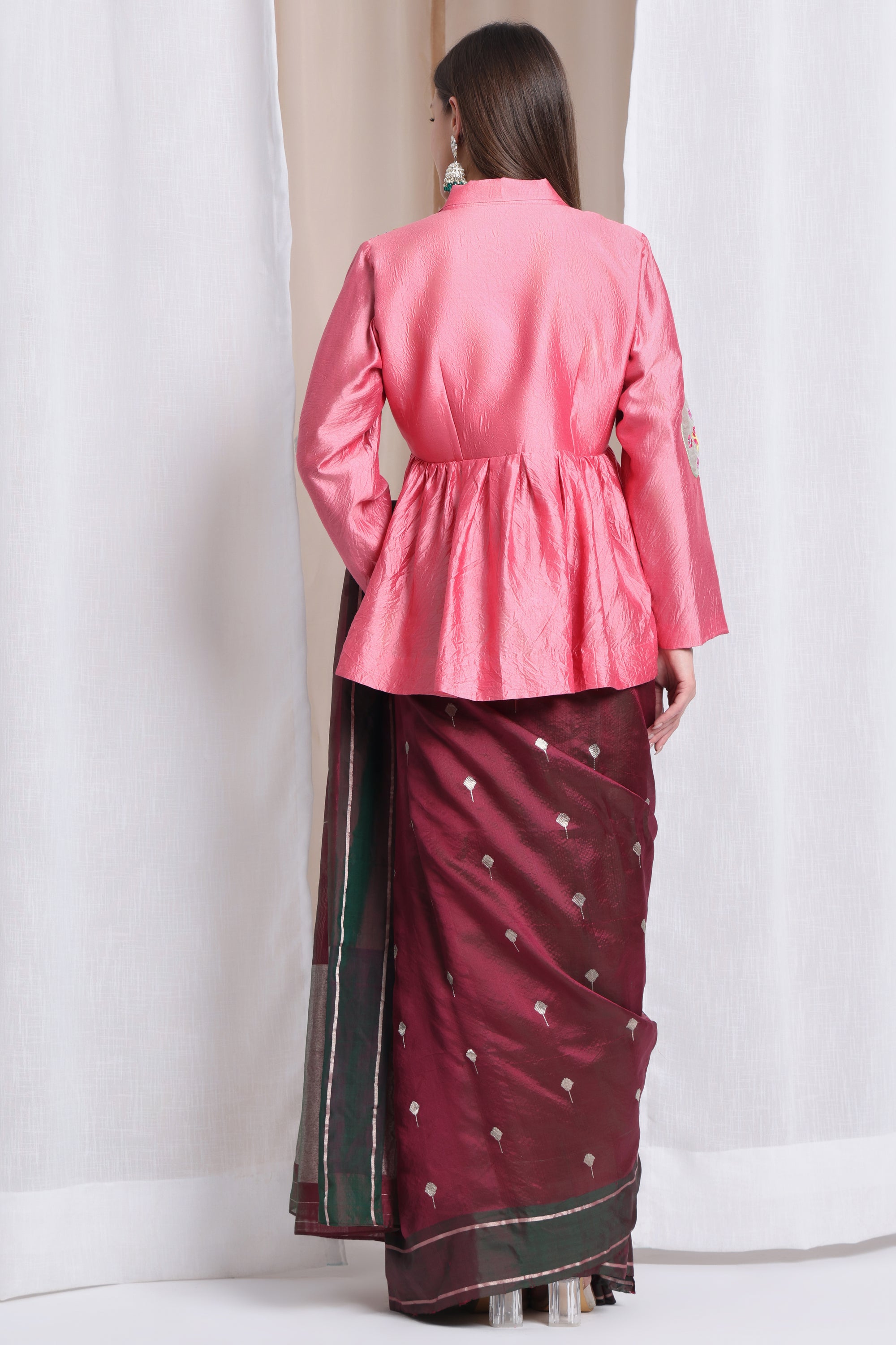 Women Parsi Top - Pink