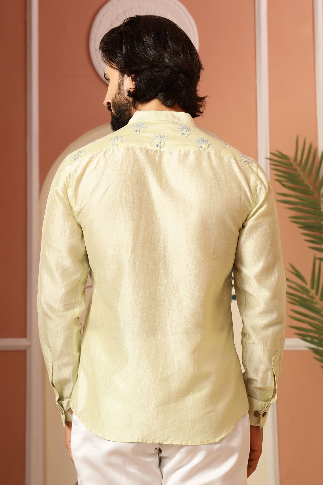 Chikankari Men Shirt - Pista Green