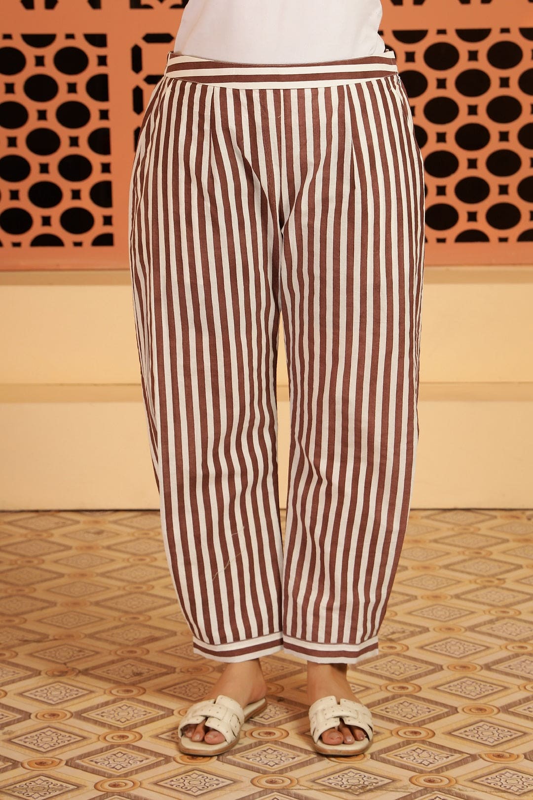 Brown stripes Digital printed kurta set