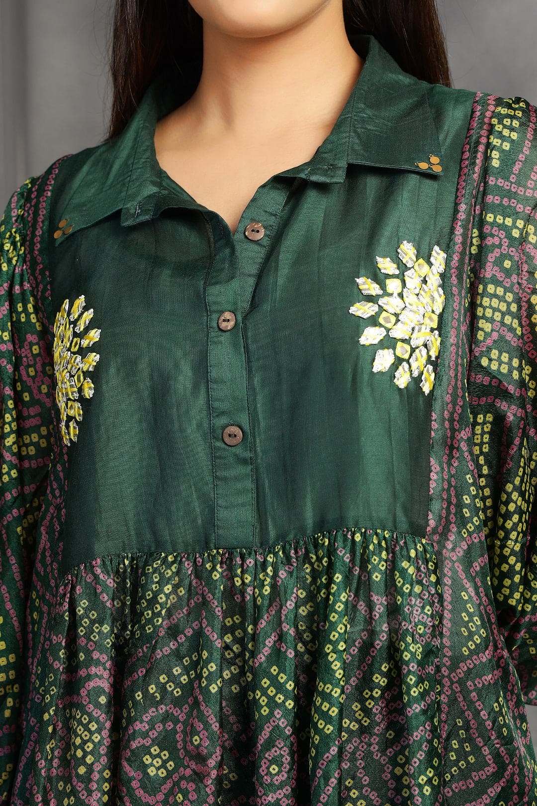 Bandhni Women Top - Green