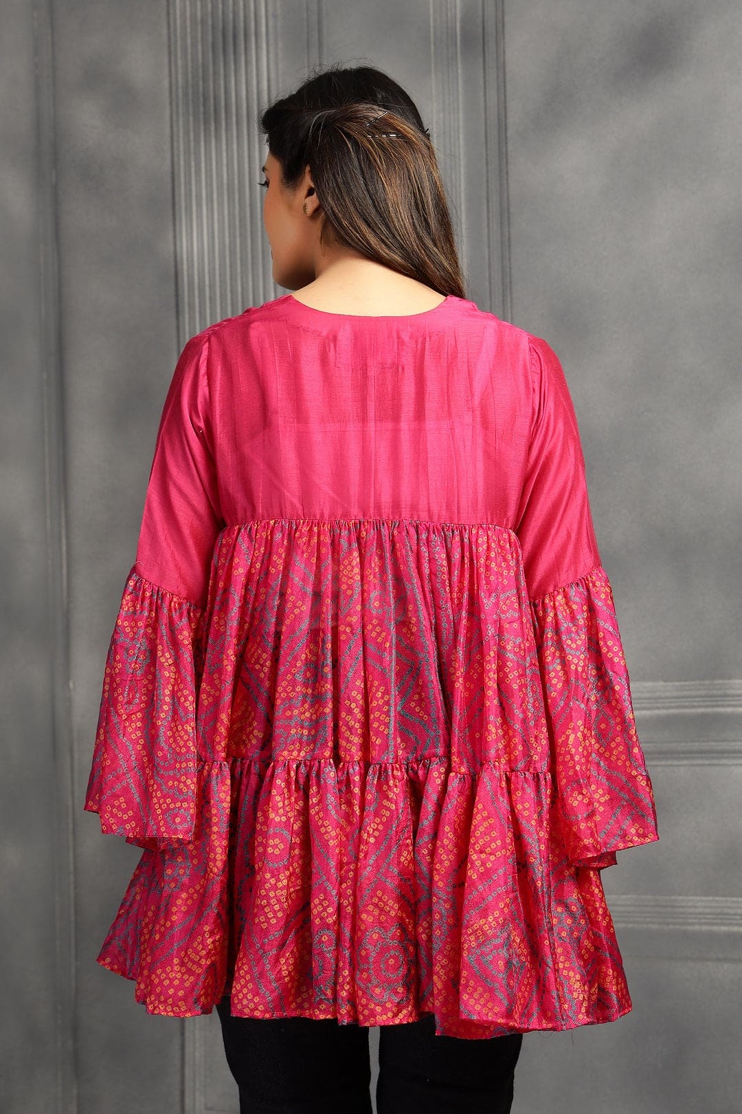 Pink Bandhni Women Top