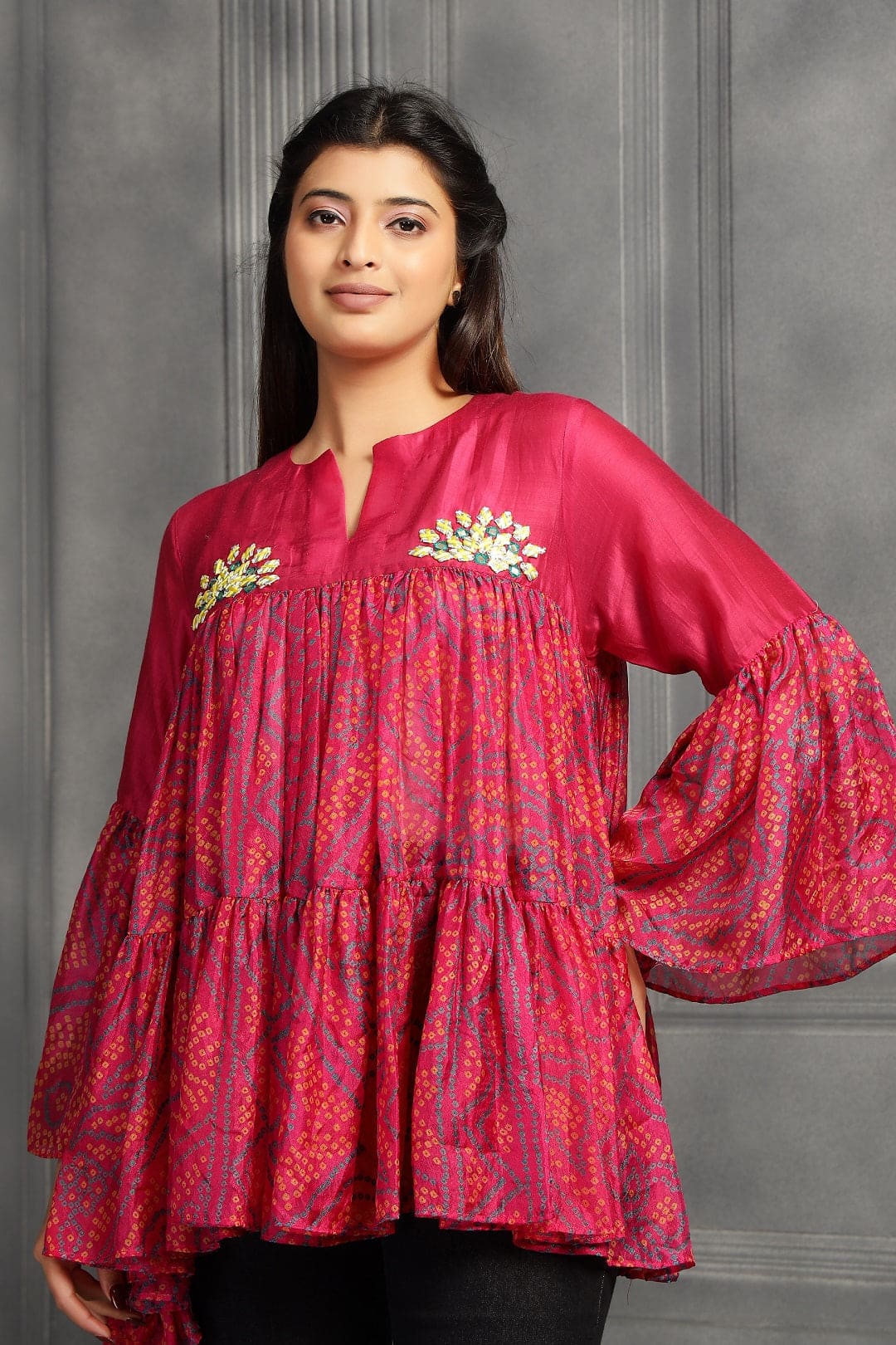 Pink Bandhni Women Top