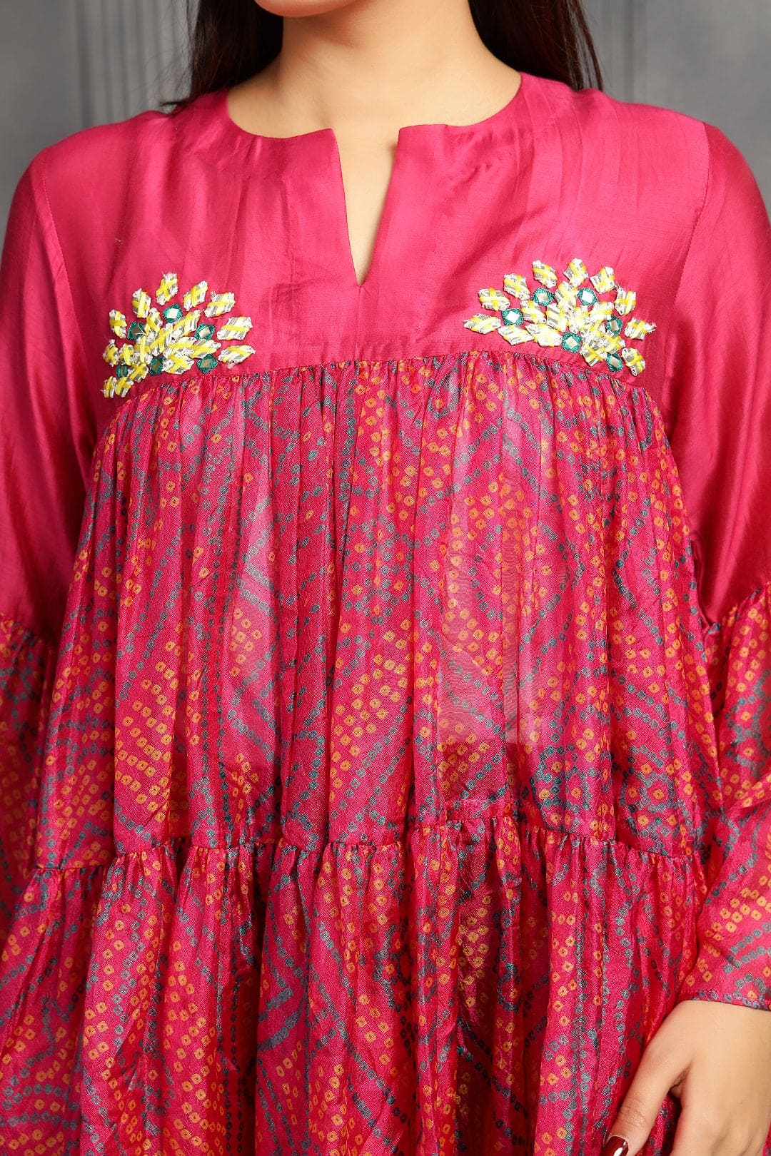 Pink Bandhni Women Top