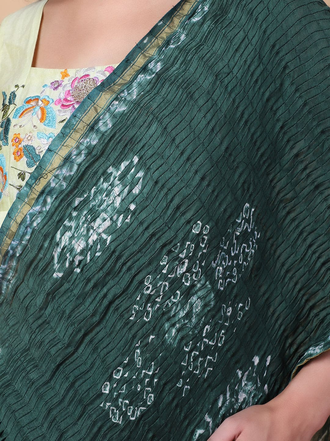 Tie & Dye Saree - Green & Blue
