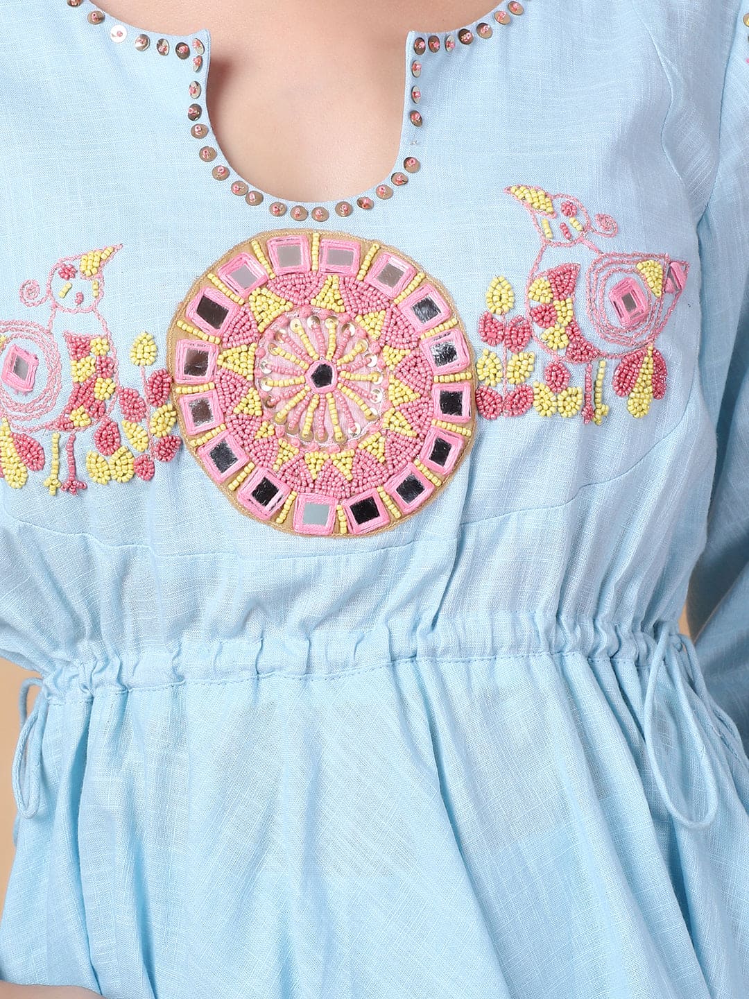 Mirror Work Co-Ord Set - Dust Blue