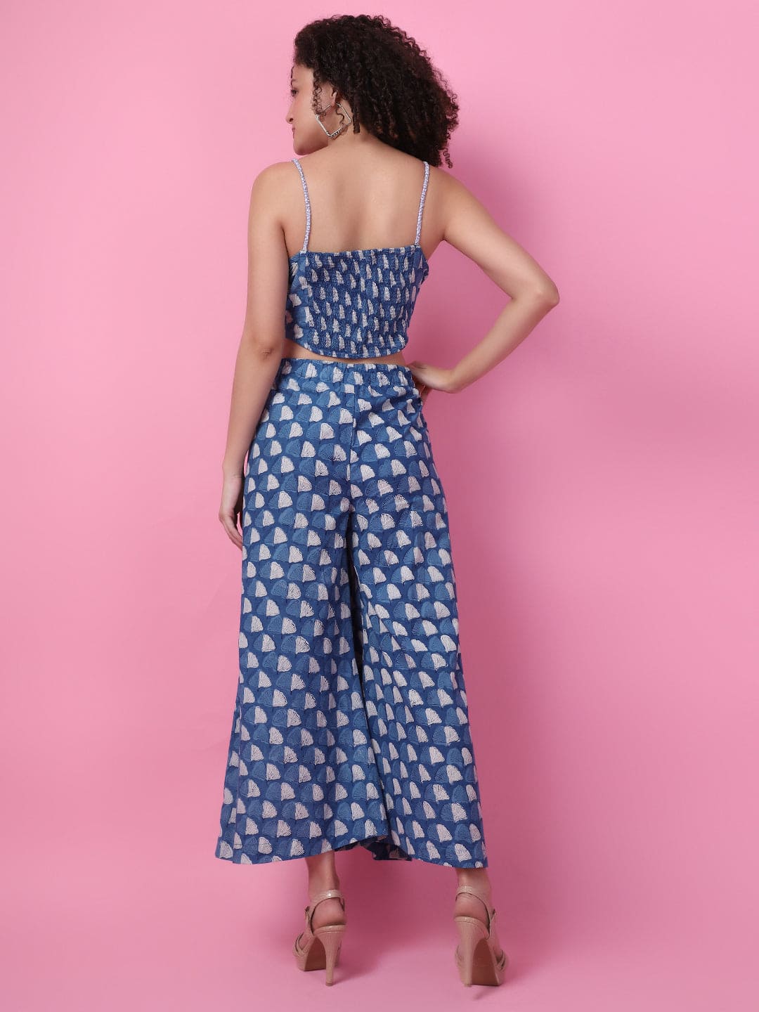 Block printed floral Patch Work co-ord set - Indigo