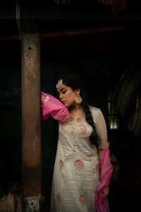 Chikankari Shimmer Kurta Set - Grey