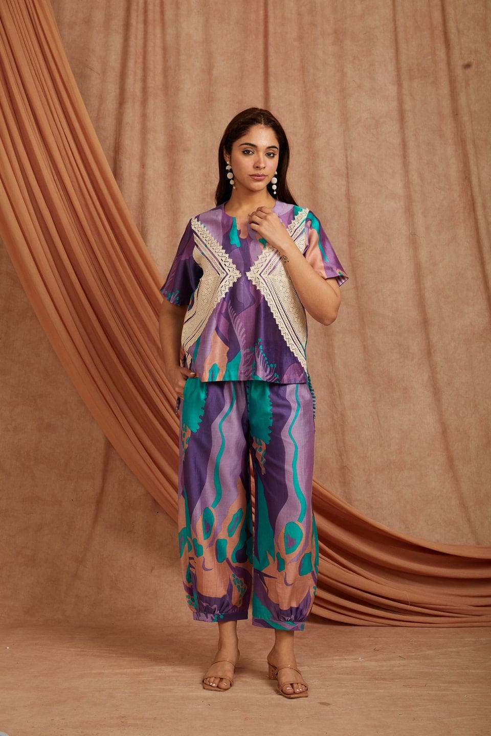 Levendor ,Teal Green & Purple Co-Ord Set