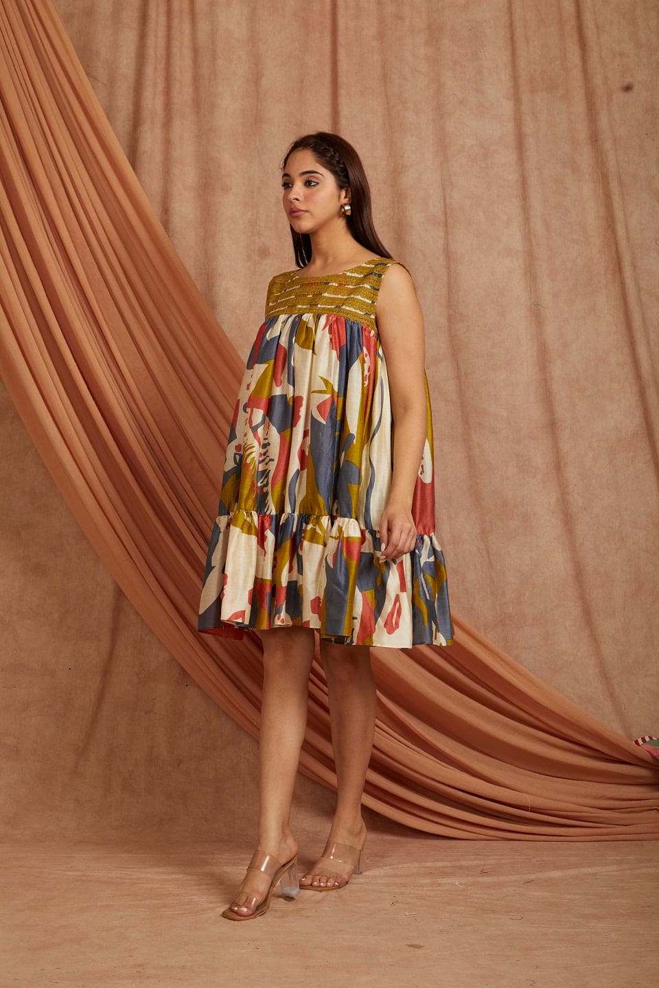 Ivory & Olive Green Women Dress
