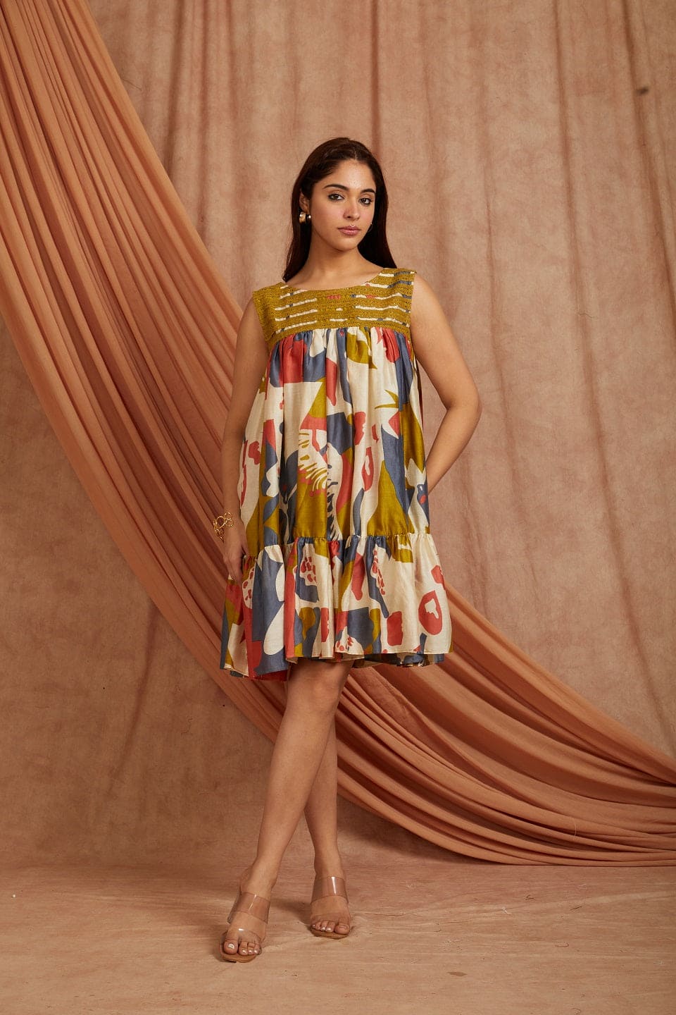 Ivory & Olive Green Women Dress