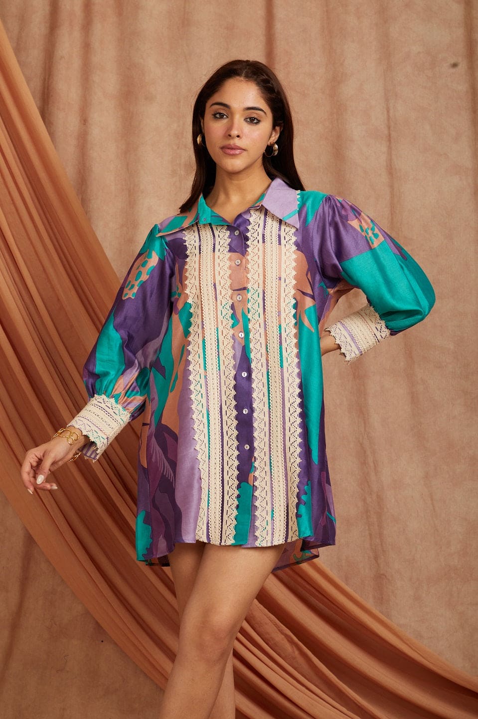 Levendor ,Teal Green & Purple Top
