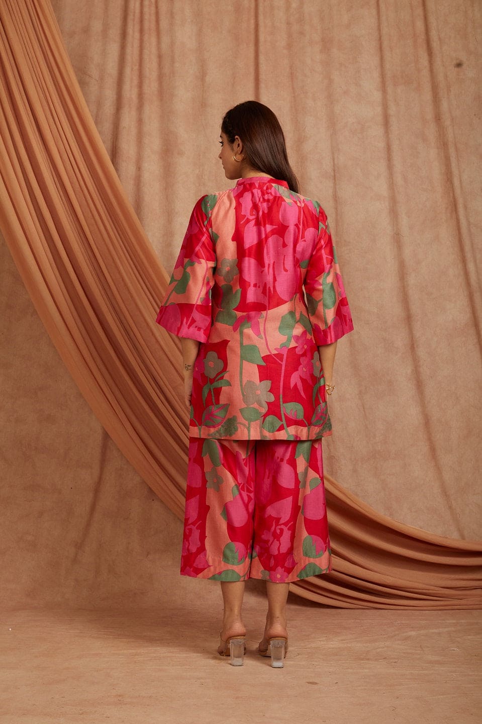 Red , Magenta ,Salmon & Olive Short Kurta Set