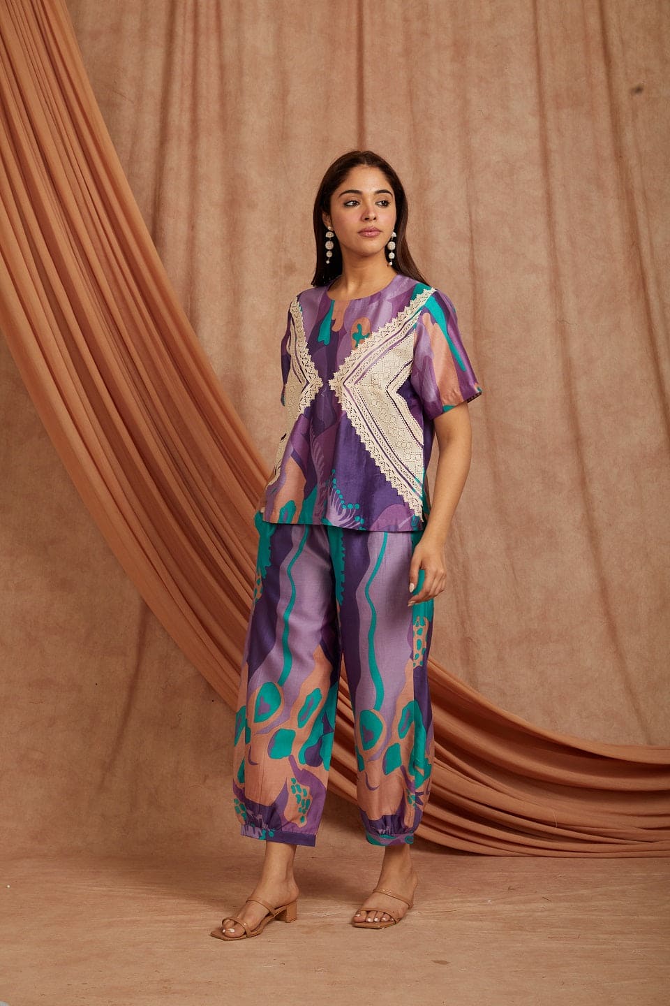 Levendor ,Teal Green & Purple Co-Ord Set