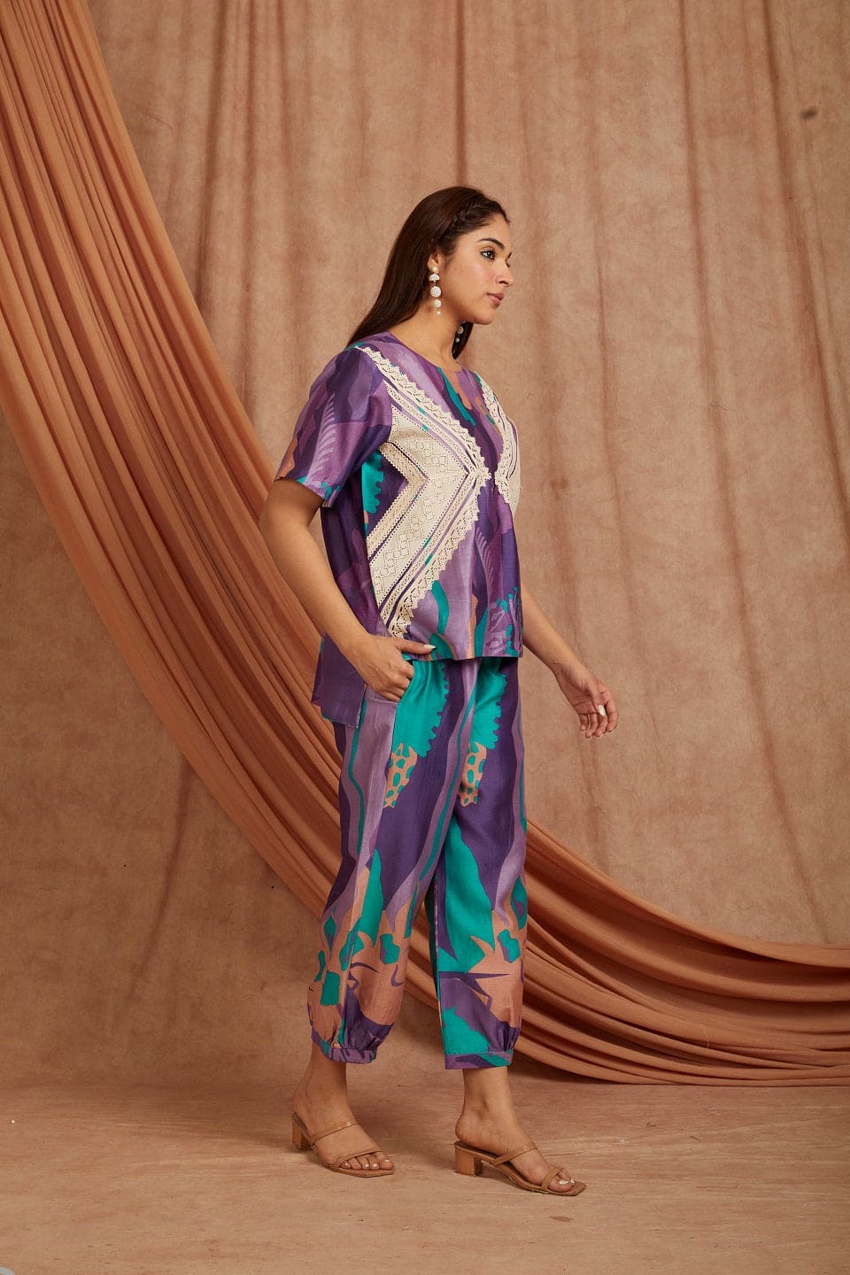 Levendor ,Teal Green & Purple Co-Ord Set