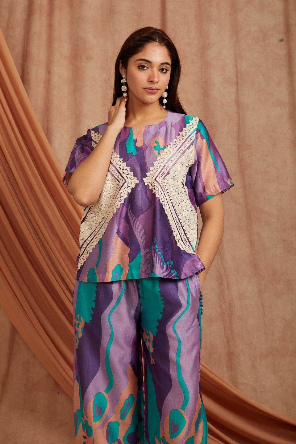 Levendor ,Teal Green & Purple Co-Ord Set