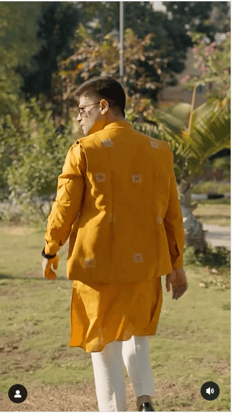 Kantha Cotton Men Kurta Set - Yellow