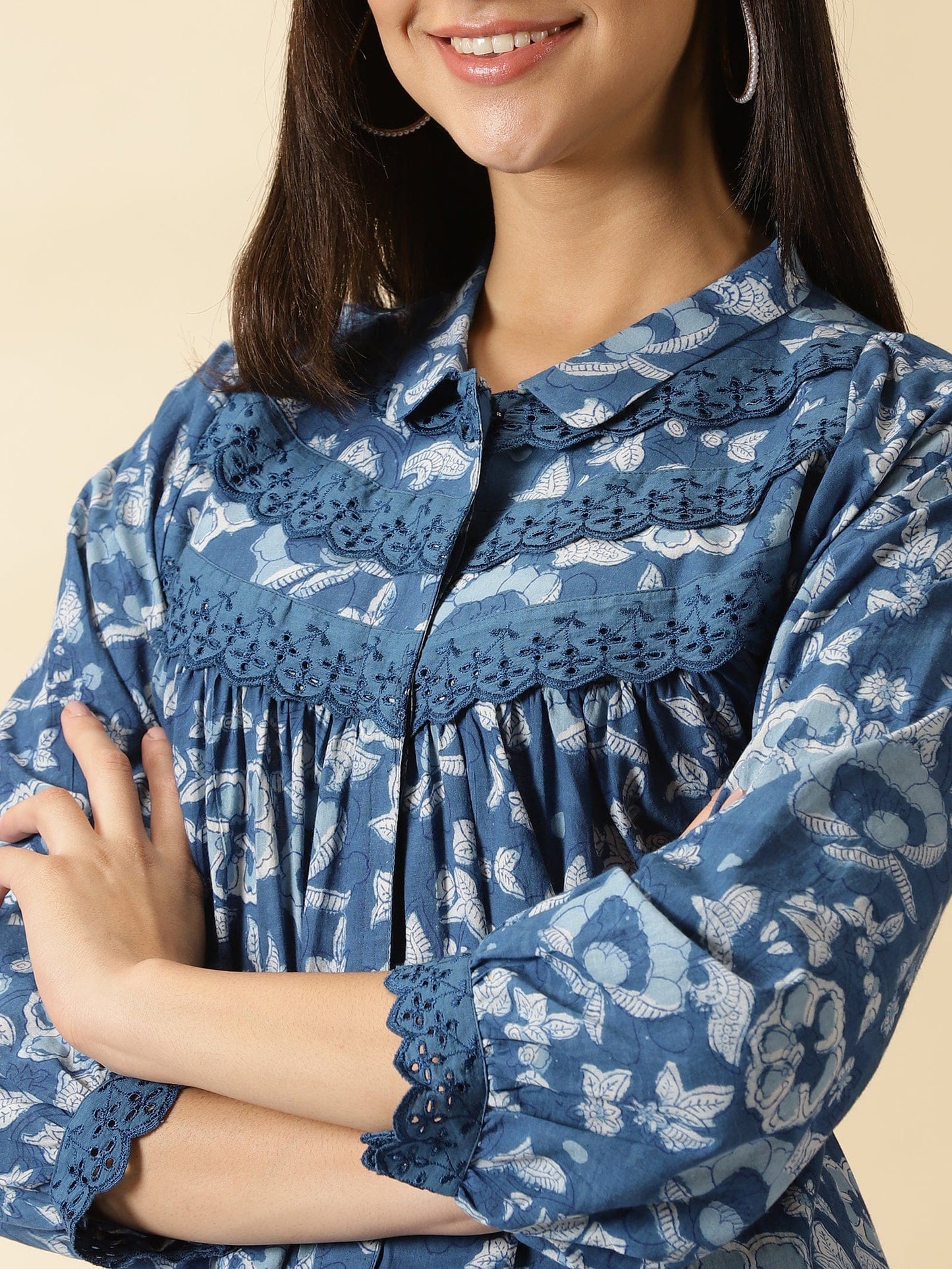 Indigo Hand block Printed Cotton Top