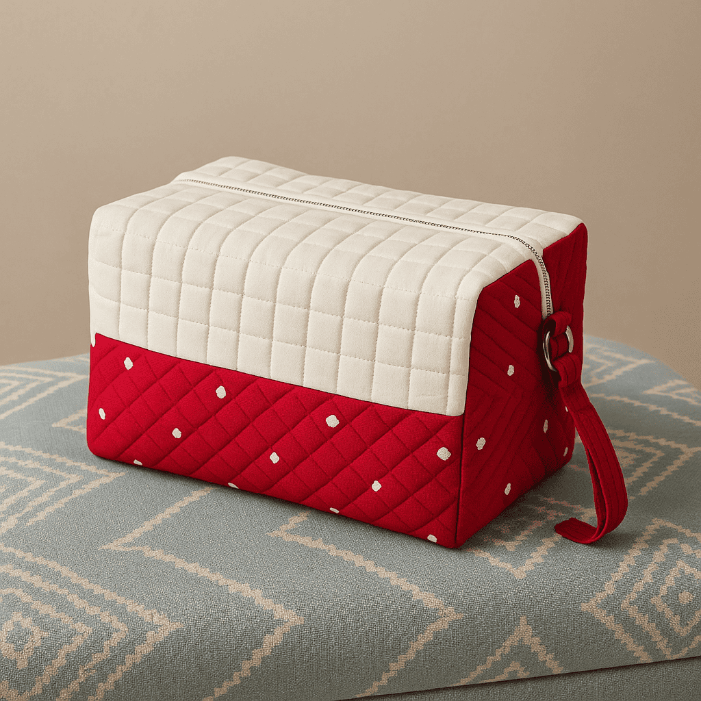 Tie & Dye Quilted Duffle Bag - White & Red