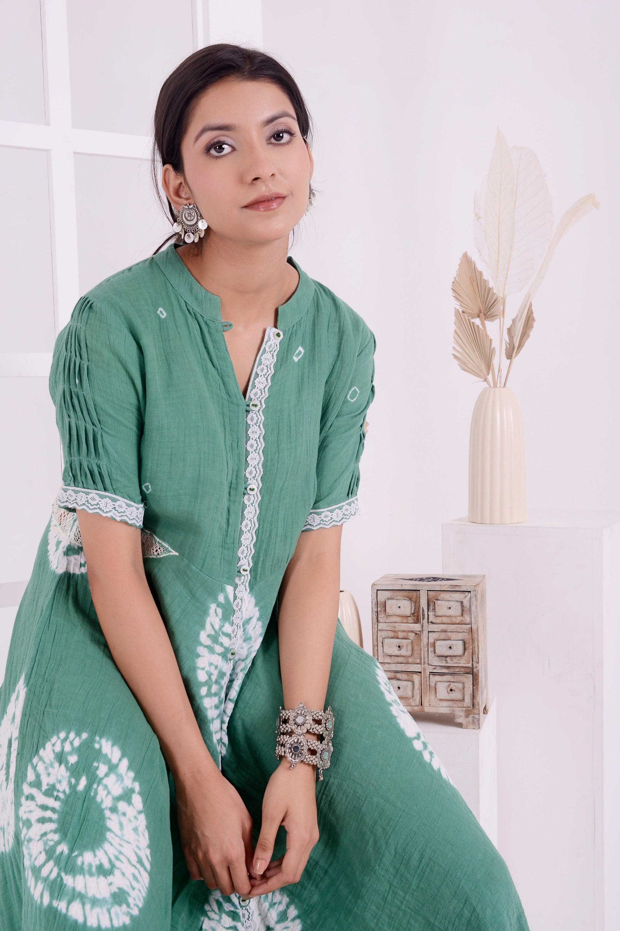 Tie-Dye Women Dress - Green