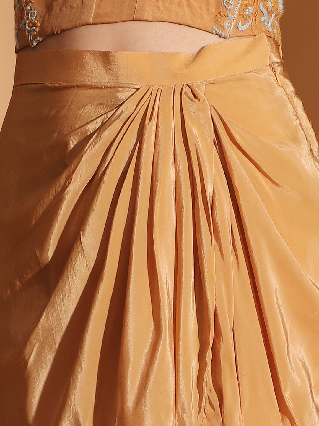 Chikan Co-ord set with Long Shrug - Pastel Orange