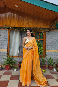 Chanderi Silk Saree - Orange
