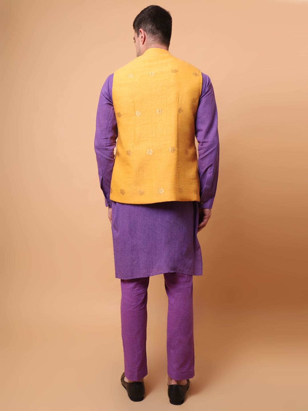 Aari Zardozi & Patch Work Men Kurta Set - Purple