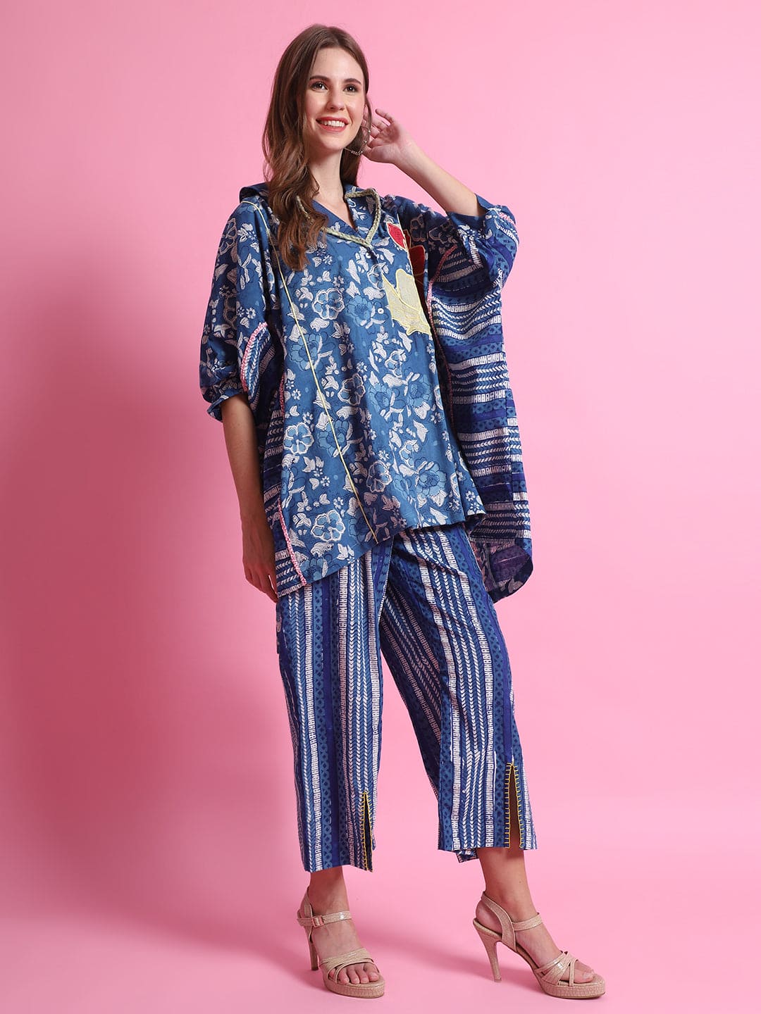Indigo Patch Work Co-Ord Set - Blue