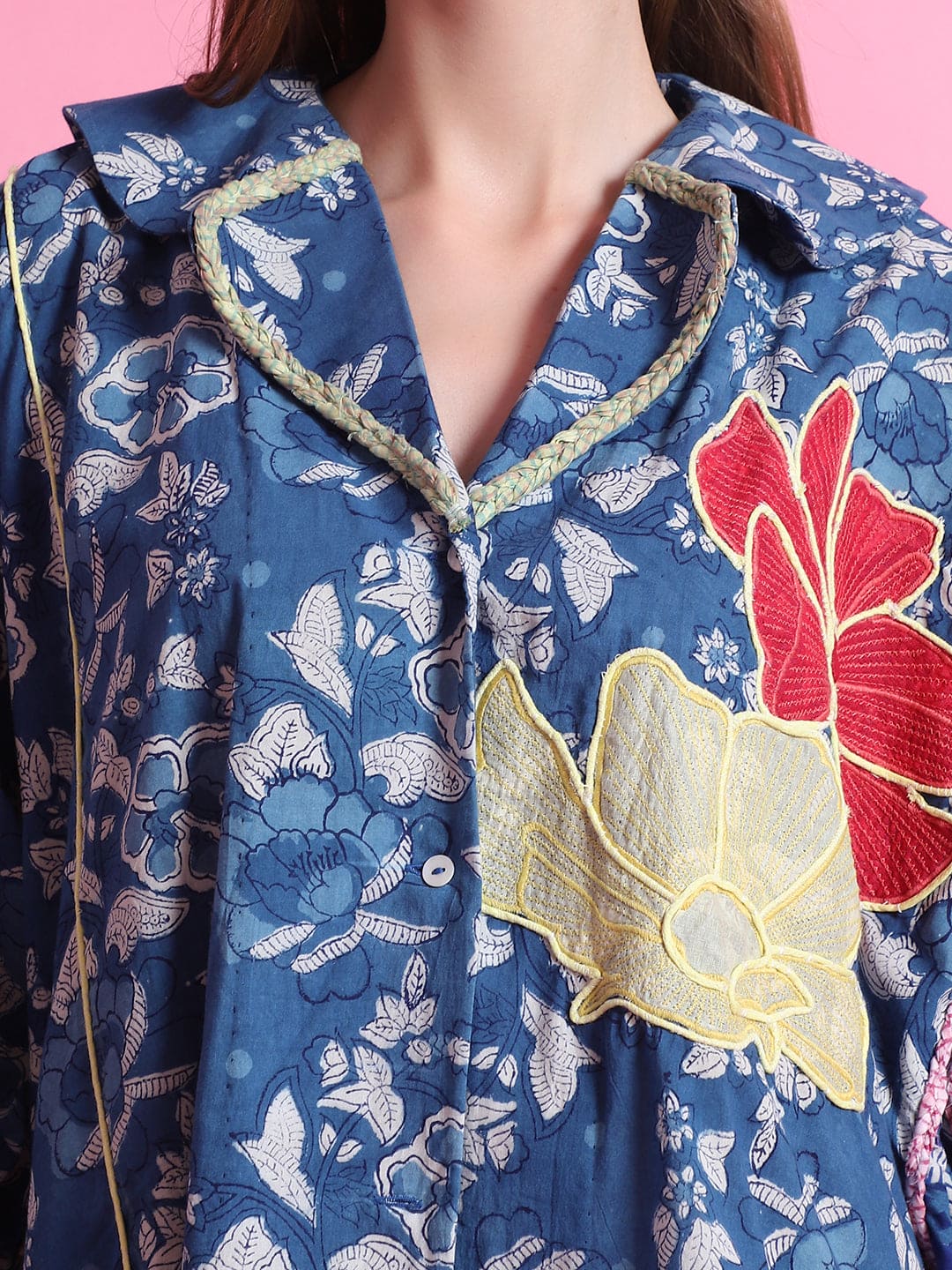 Indigo Patch Work Co-Ord Set - Blue