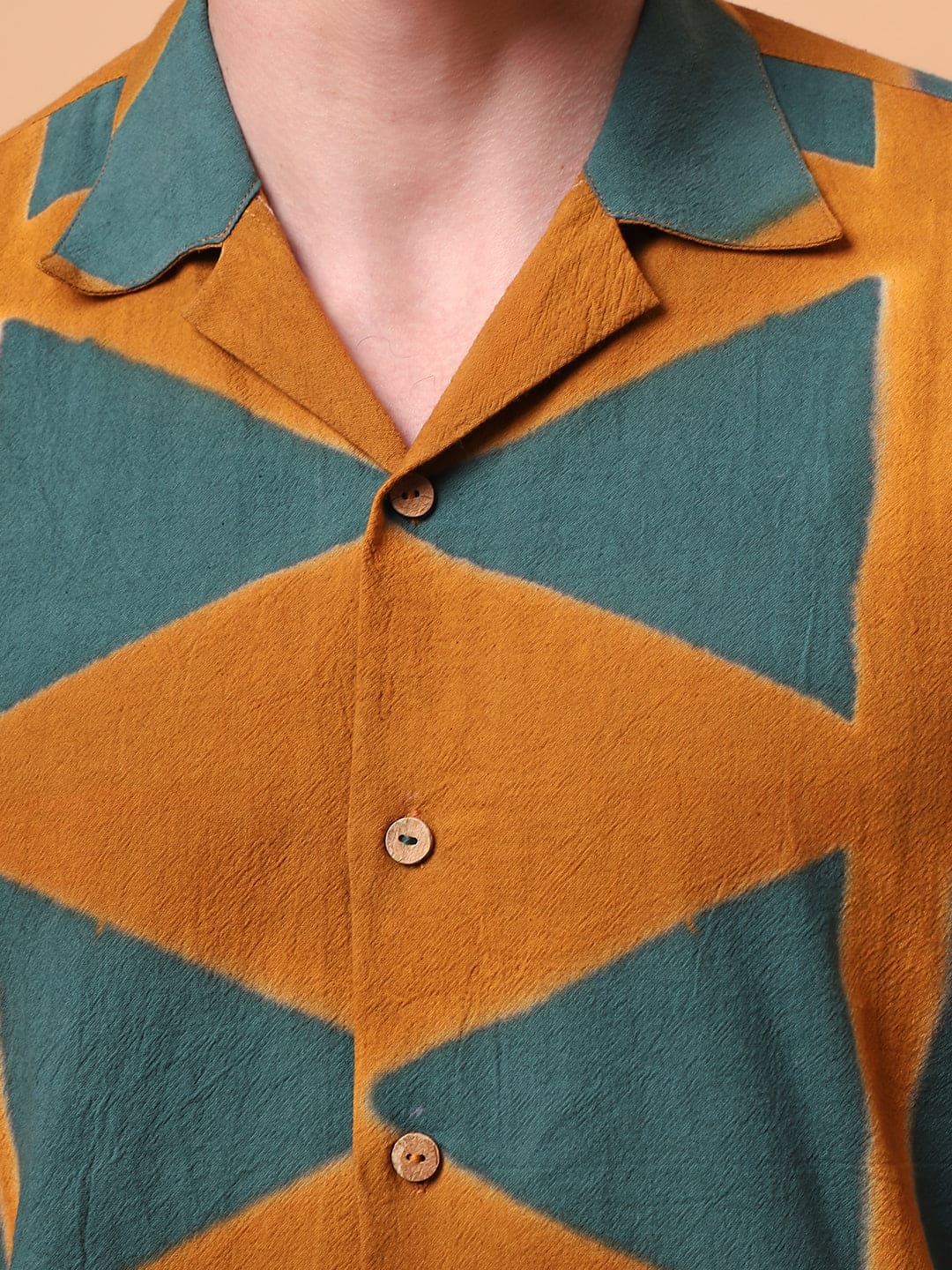 Clamp Dyed Men Shirt - Green