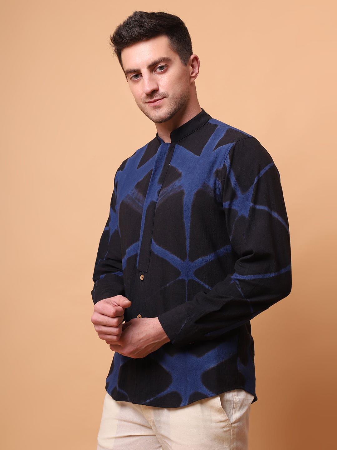 Clamp Dyed Men Shirt - Black