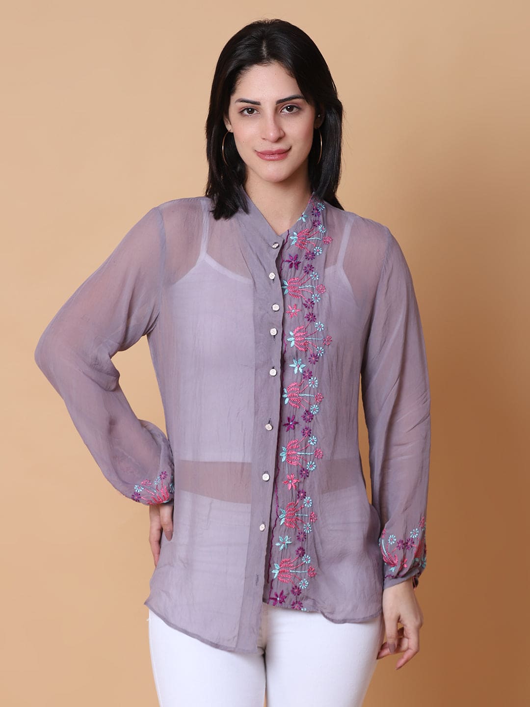 Chikan Women Top - Purple