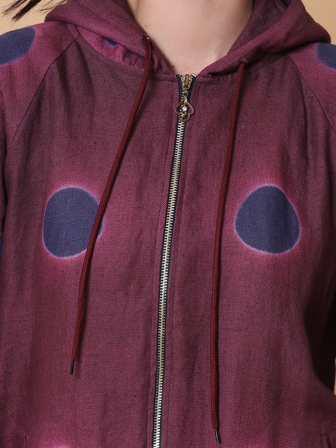 Woolen Hoodie Tie & Dye Jacket - Majenta