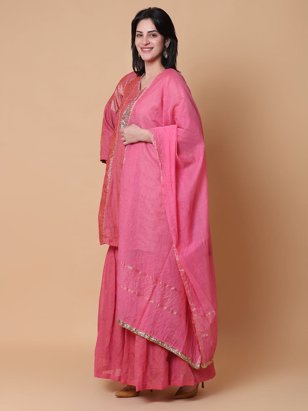 Zardozi Work Sharara Set - Pink