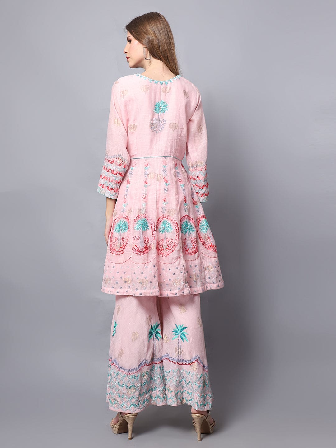 Chanderi Sarara set - Light Pink