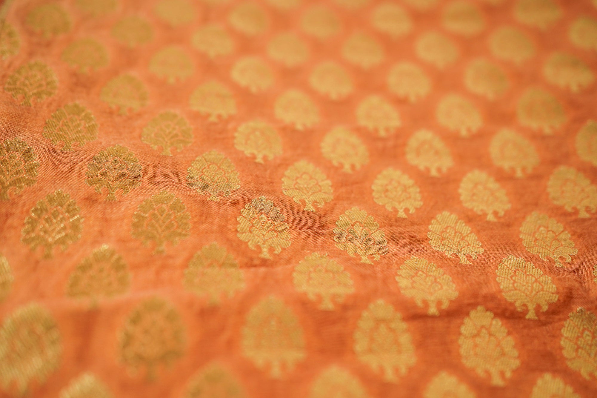 Orange Banarasi Butta Fabric