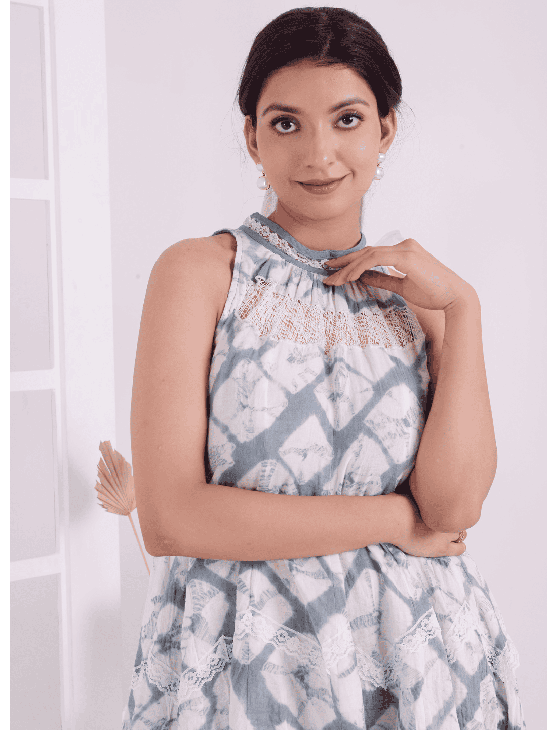 Tie-Dye Cotton Dress - Grey