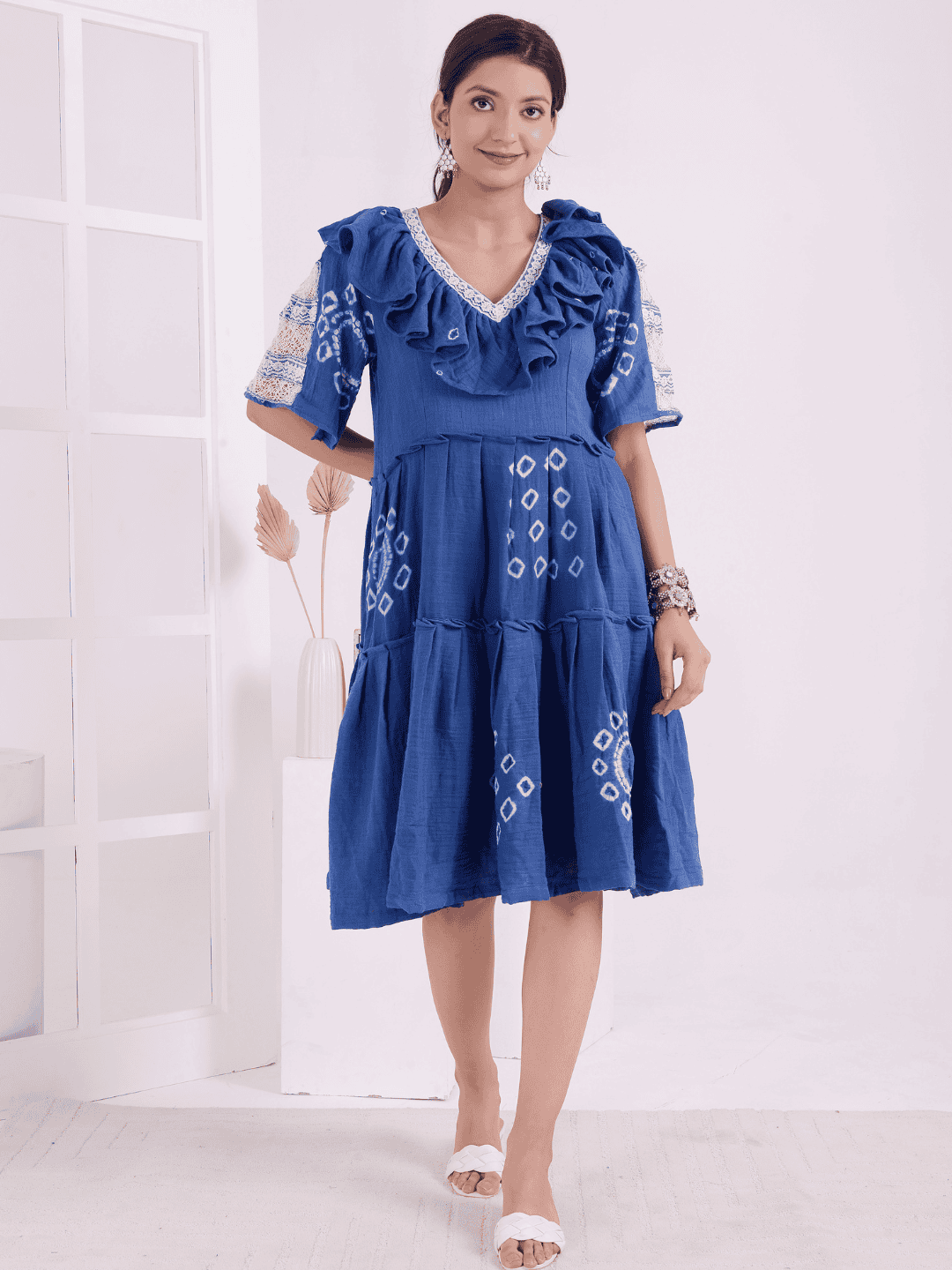 Women Tie-Dye Dress - Blue